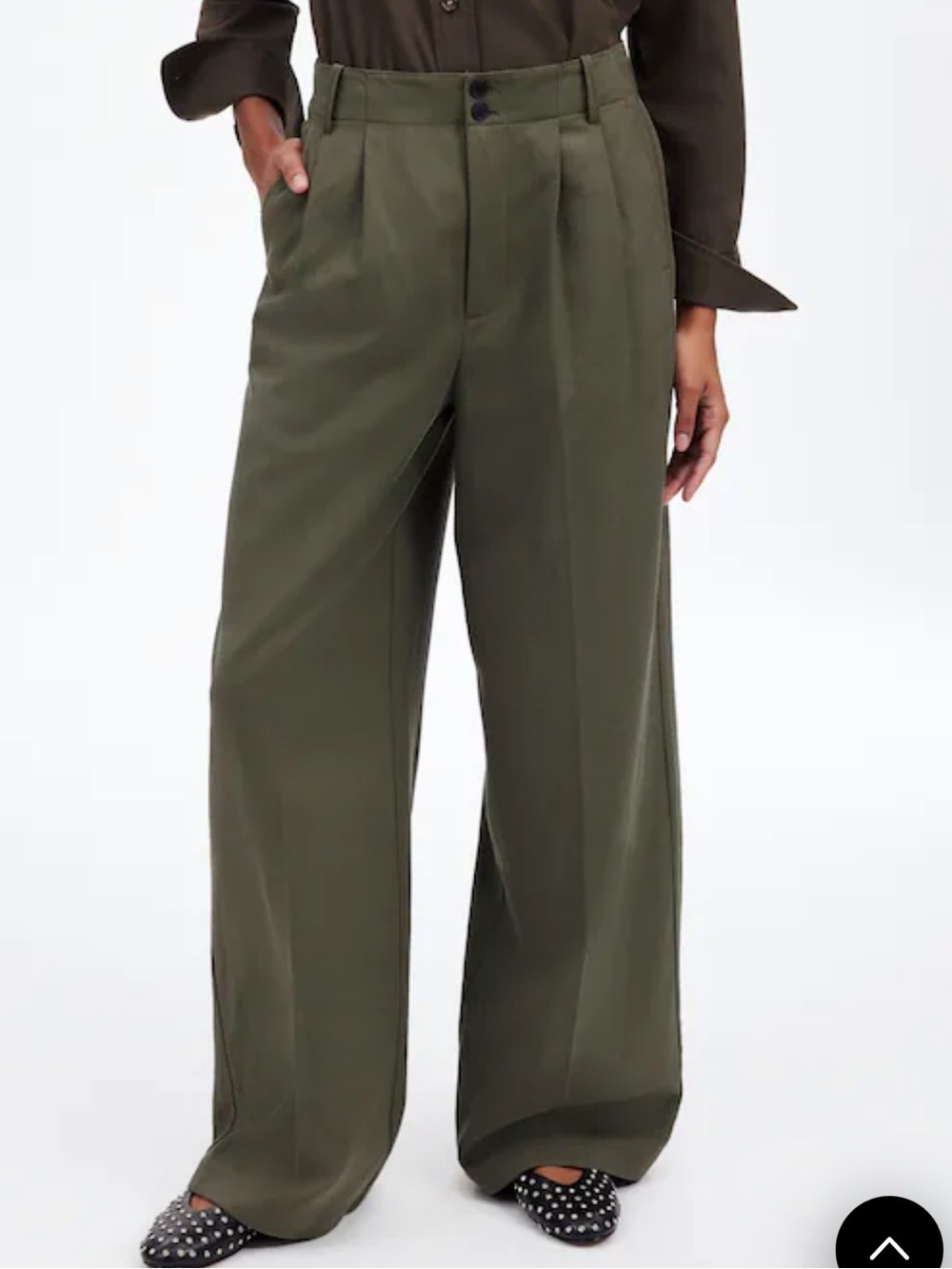 Madewell NEW The Harlow Wide-Leg Pant in Drapey Twill Faded Ivy